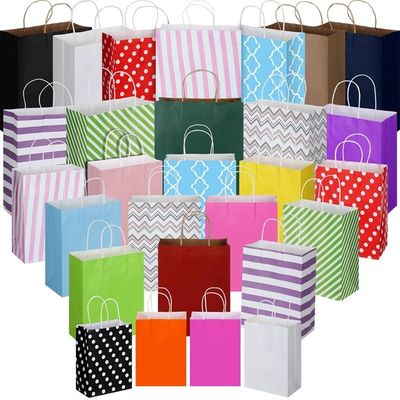 quality Biodegradável e Eco-Friendly Pastel Listrado Caramelo Doce Tote Compras Bolsas de Papel Kraft factory